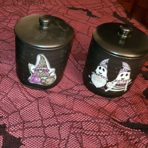 Set of 2 cobwebs and cauldrons canisters